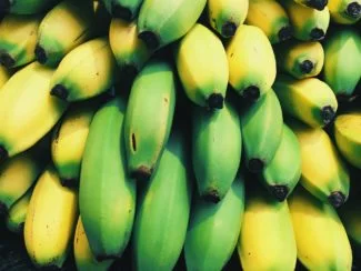 Platano madurando en una mano